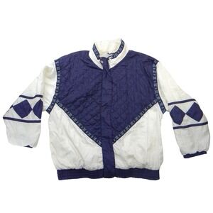 Active Horizon Vintage Windbreaker Jacket Navy White Quilted Colorblock XL